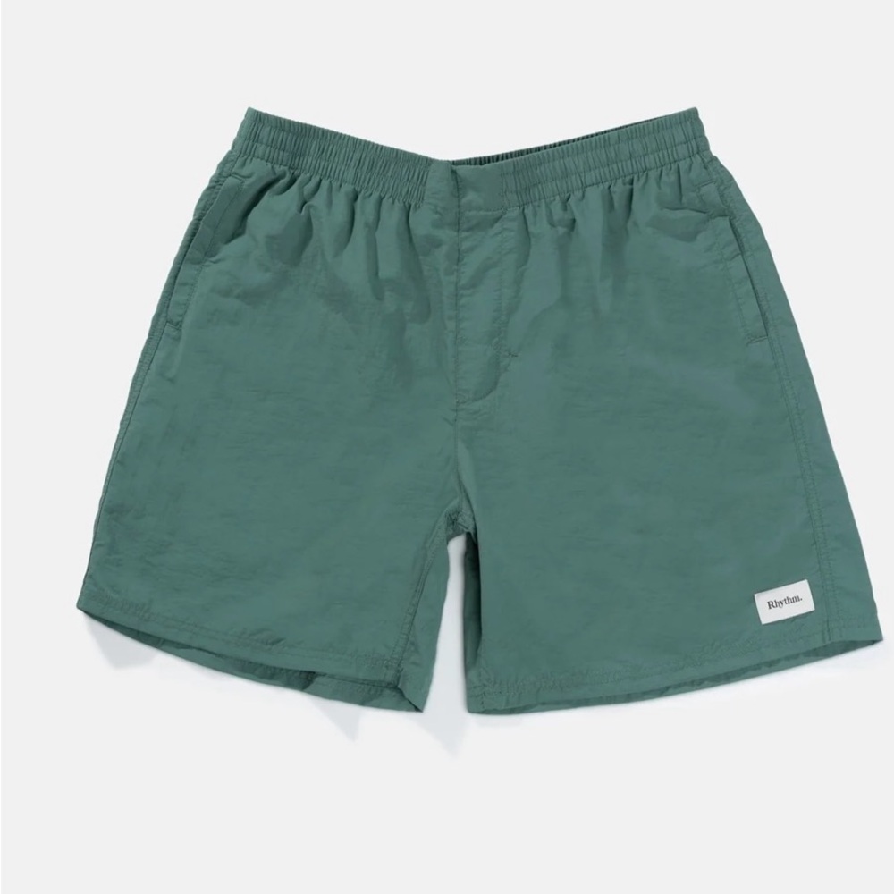 Rhythm men’s Mod Sport Jam shorts in Moss color. Size 34. NEW WITH TAGS
